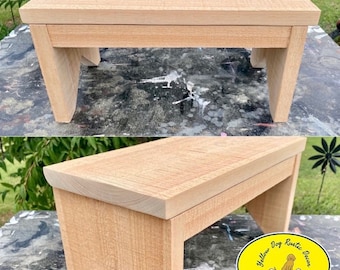 Taburete pequeño de madera primitivo hecho a mano, soporte para plantas, taburete de pino, cedro, ciprés o álamo, para niños, bricolaje, madera rústica, estilo granja.