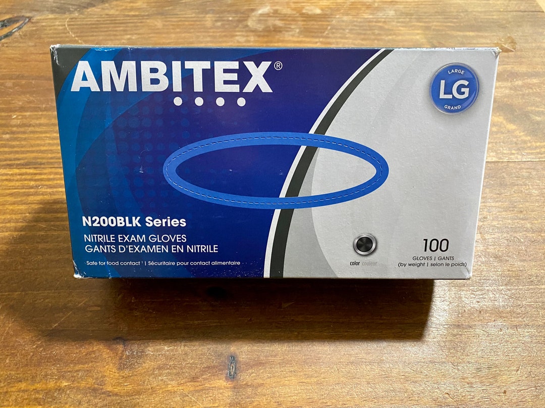 Ambitex Nitrile Gloves Size Large Box of 100 Black New in Box Craft