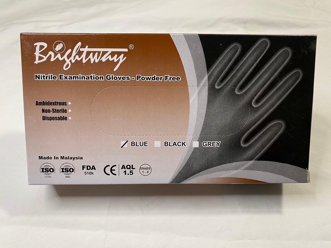 Brightway Nitrile Gloves Size Large Blue Box of 100 Blue New Etsy