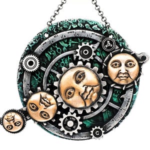 Rollin With My Homies Funky Wall Art Ornament, Rap Music Fan Gears and Cogs Home Decor, Man in the Moon Father Day Gift