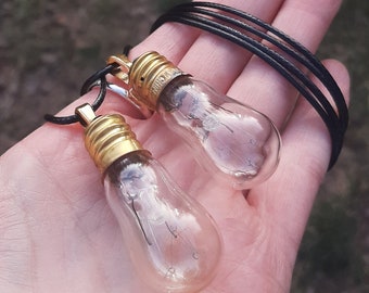 Upcycled Bulb Necklace / Steampunk Necklace / Steampunk Jewelry /  Lightbulb Necklace /  Steam Punk Jewelry /  Cyberpunk Jewelry / Grunge