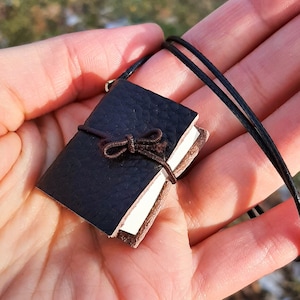 Leather Book Necklace / Spellbook necklace / Book lovers gift / Book Worm / Book Worm Gifts / Book Necklace / Mini Book