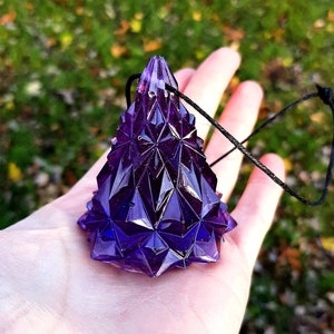 Faceted Purple Resin Christmas Tree / Amethyst Inspired Ornament / Christmas / Ornament / Handmade / Holiday / Pastel Goth / Epoxy
