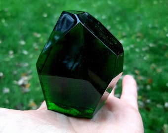 Green-Black Emerald Gem /  Resin Paperweight / Crystal Paperweight / Crystal / Resin Crystal / Green Crystal / Witchy