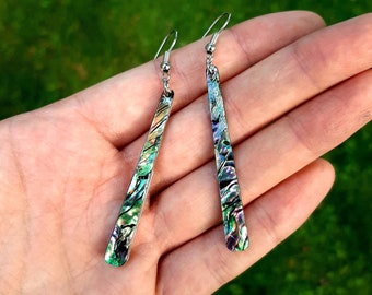 Iridescent Paua Shell Earrings Abalone Earrings Abalone Sticks / Lightweight Dangles / Shells / Iridescent Shells / Seashell Earrings Paua