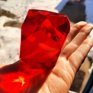 Large Fire Gem / Red Resin Paperweight  / Red Crystal Paperweight / Crystal / Resin Crystal / Blood Crystal / Witchy / Philosophers Stone