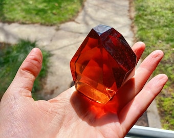 Amber Resin Crystal Paperweight / Resin Crystal Paperweight / Warm Brown Crystal / TTRPG / RPG / Crystal Staff / Wand Topper