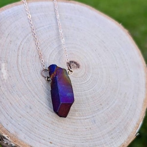 Mystic Aura Quartz Necklace Purple Quartz Beautiful Jewelry Crystal Necklace Gifts for Her Purple Necklaces Mystic Jewelry Handmade Gifts
