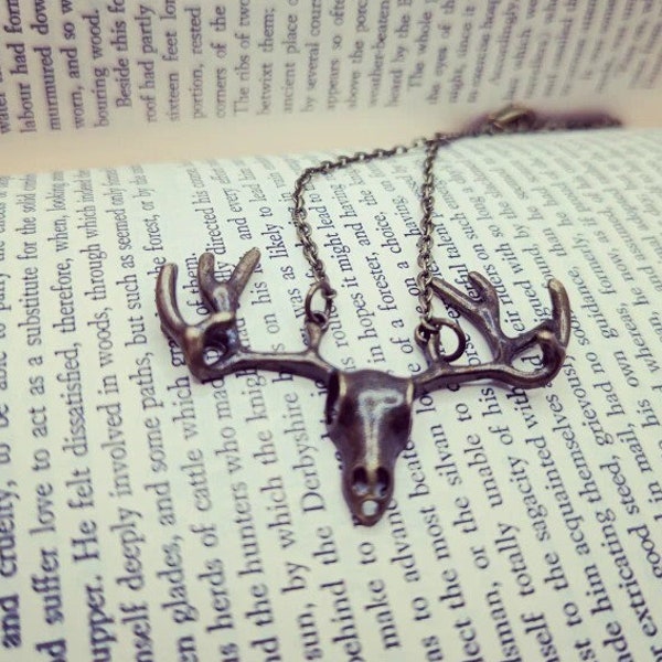 Bronze Stag Choker / Deer Choker / Deer Skull Necklace / Antler Necklace / Choker / Pagan / Animal Necklace / Cute Pendant / Whitetail Deer