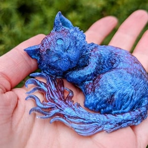 Cat Dice Guardian TTRPG Guardian / Handmade Gift / Pocket Friend / Resin Art / Dice Guardian / Fantasy Creature / Devil Cat / TTRPG
