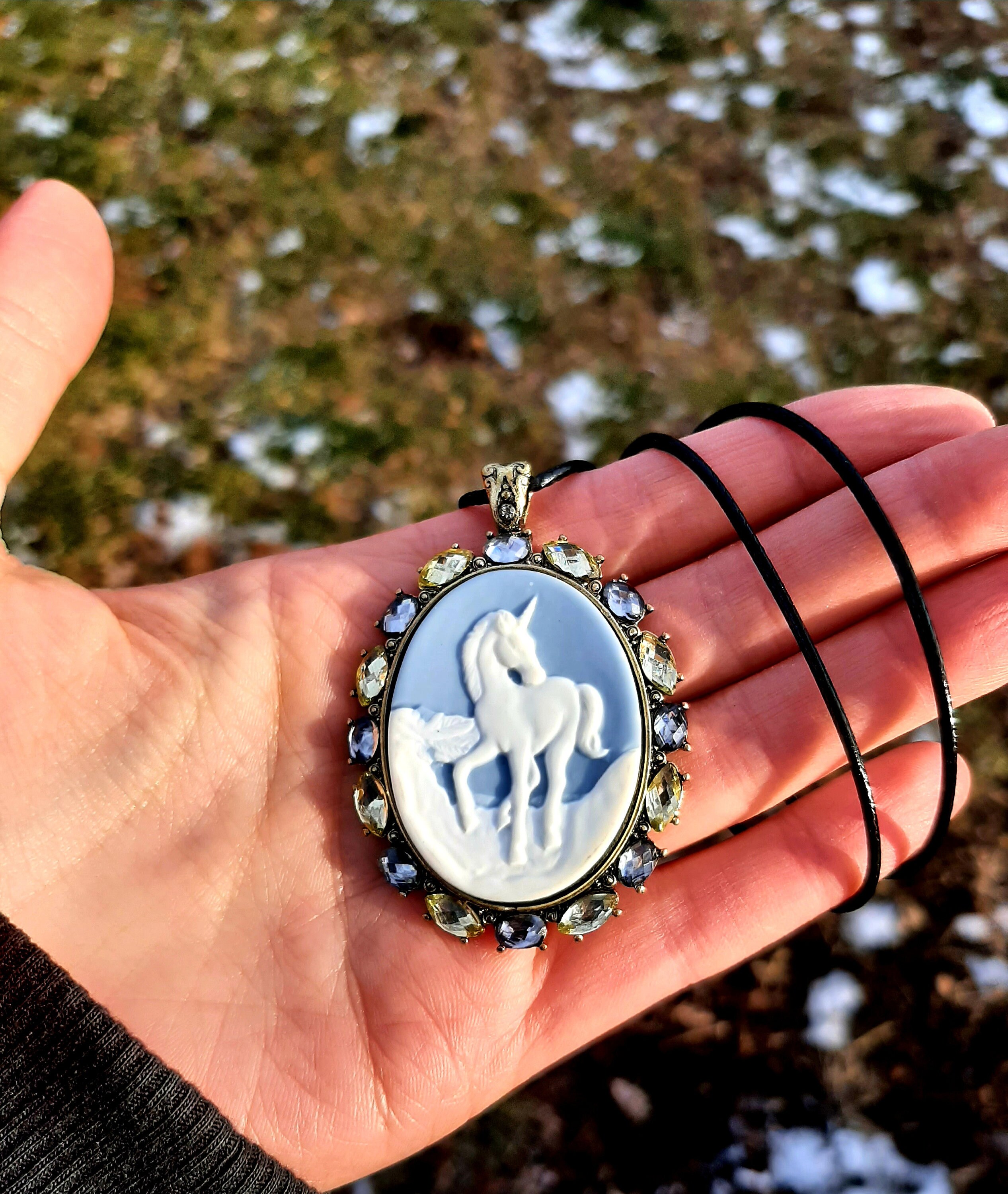 Unicorn Cameo Necklace / Unicorn Locket 