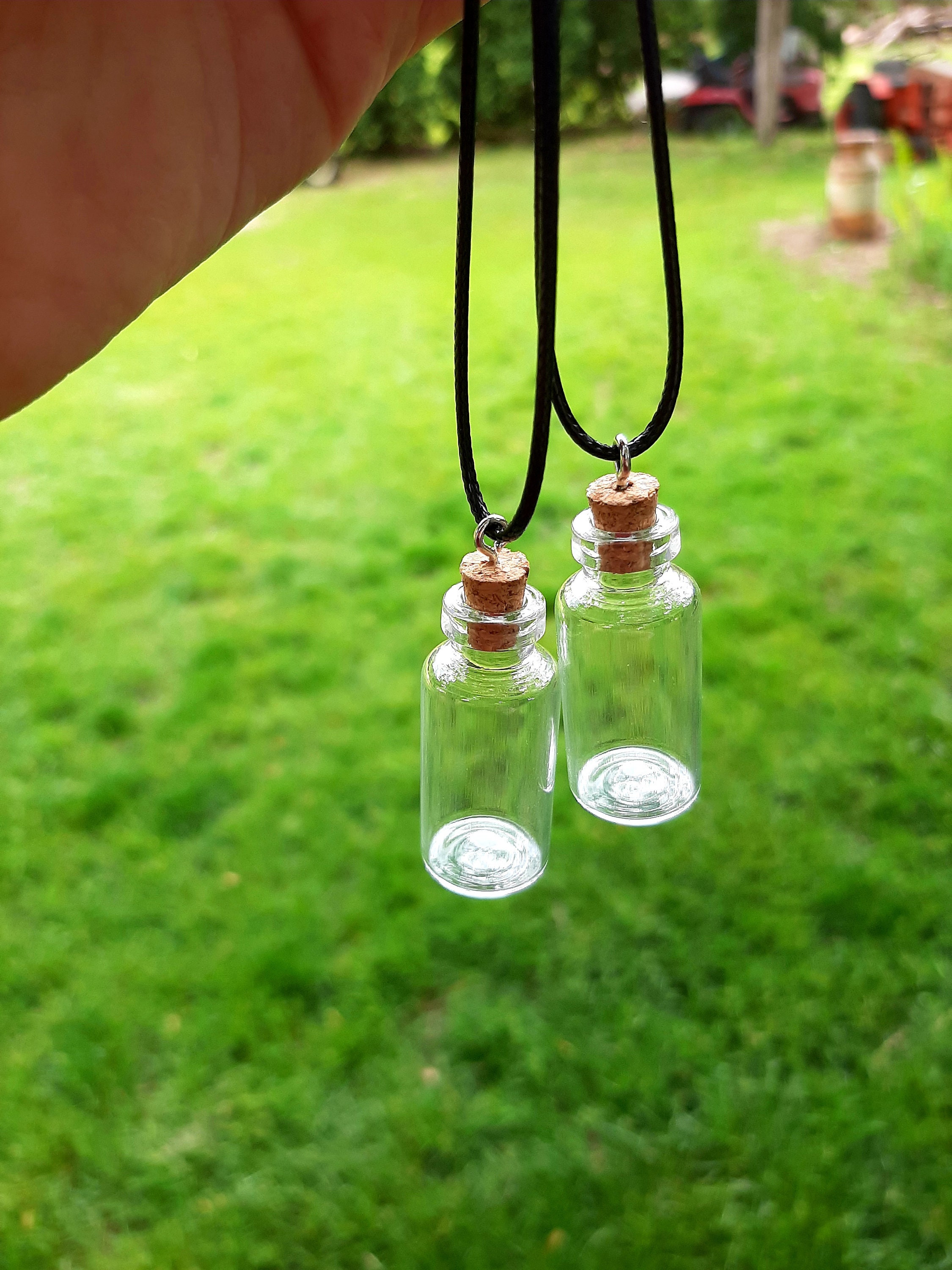 Empty Vial Necklace / Glass Bottle Necklace / Mini Glass Jar / Etsy