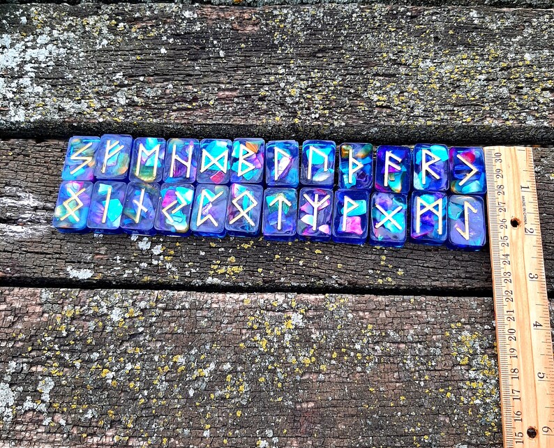 Iridescent Elder Futhark Resin Runes / Water Element / Holographic ...