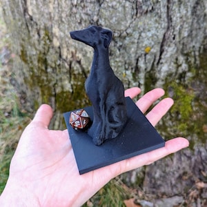 Greyhound Dice Guardian Dog Dice Guardian Game Master Gifts GM TTRPG Accessories Dice Tower Handmade Cute Dice Guardian Gift for Nerd