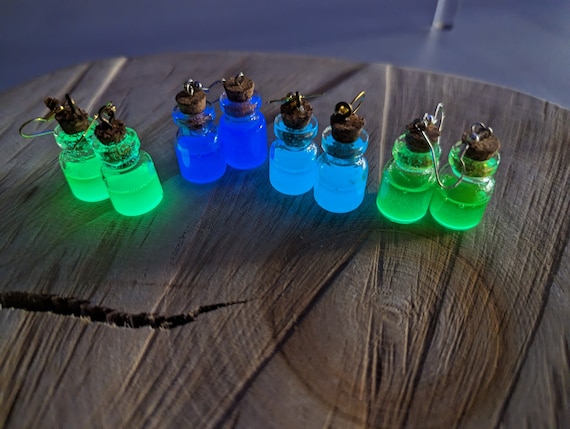 Glowing Potion Bottle Earrings Potion Earrings TTRPG Glow in the Dark Earrings