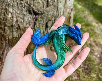 冬ギフト  Blue Handmade Art Resin Dragons Sculpture Dragon Resin Green その他