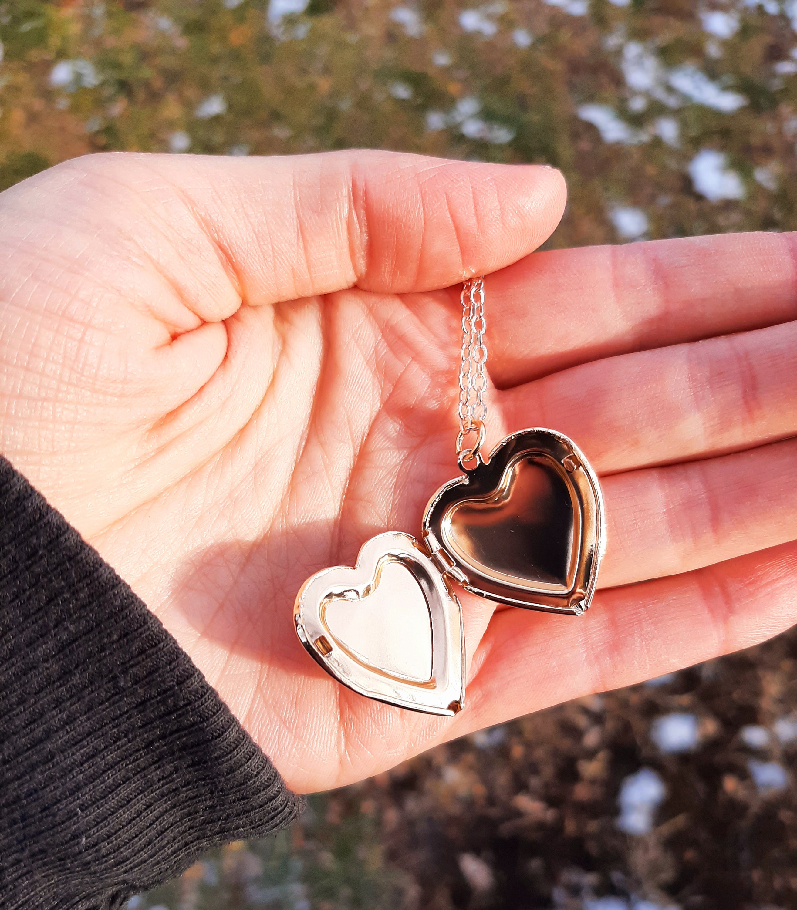 Pink Glitter Heart Necklace / Heart Locket Necklace / Rose Gold Locket / Fantasy Locket / Valentines Day / Valentine Gift / Gift for Her