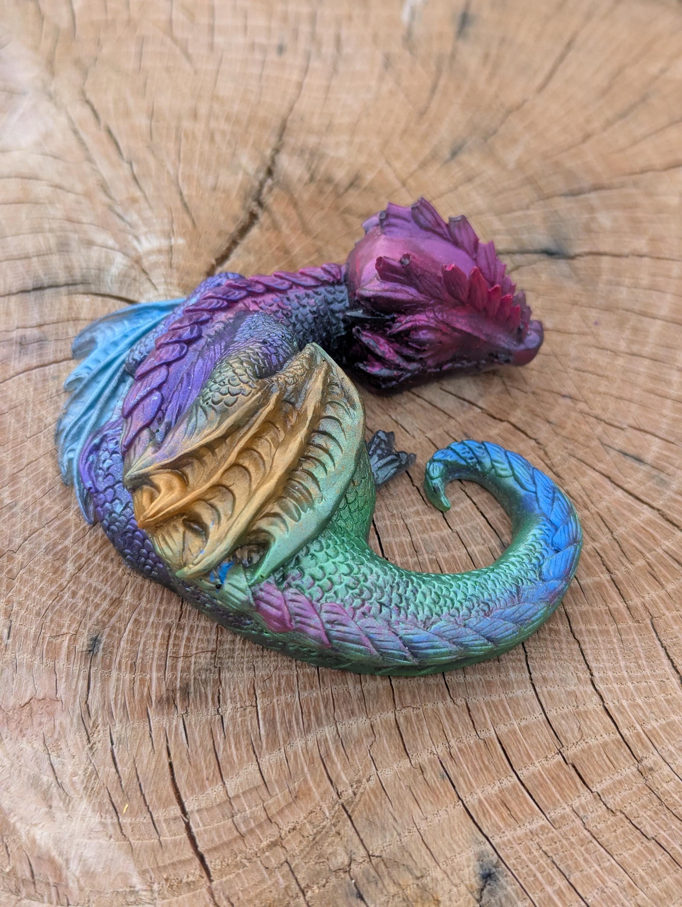 Holographic Rainbow Dragon Guardian / Sleeping Resin Dragon