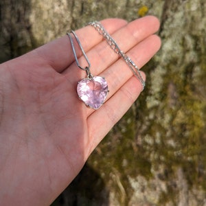 Faux Crystal Heart Necklace Vintage Heart Pendant image 1