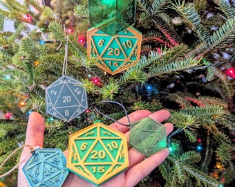 Green D20 Christmas Ornament Game Master Christmas Gifts Tabletop Christmas Gifts D20 Critmas Nerd Christmas Gifts Dice Goblin