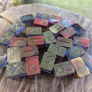 B Grade Elder Futhark Runes Full Set Surprise Earthen Imperfect Runes Blue Runes