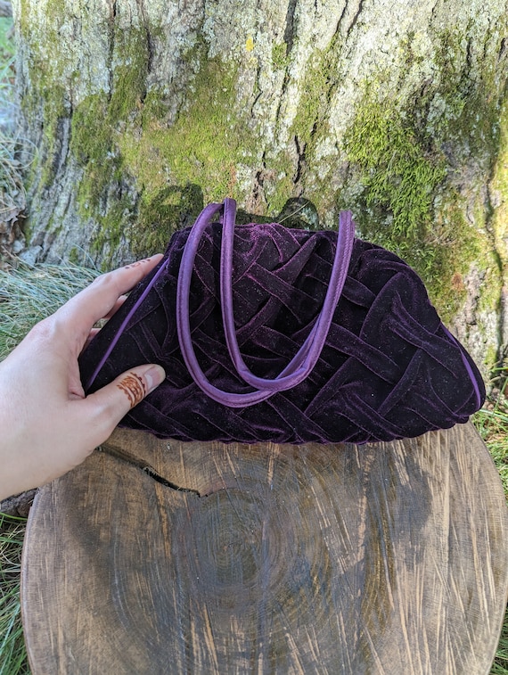 Vintage Velvet Purse Deep Purple Purse Velvet Clut