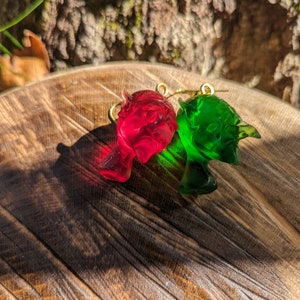 Christmas Goblin Earrings Green and Red Goblin Holiday Earrings Goth Earrings Gifts for Her Spooky Unique Earrings Fantasy Creatures Goblin