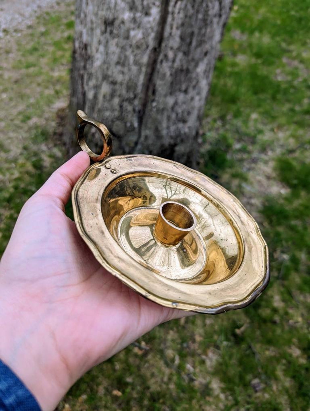 Gold Scalloped Edge Taper Candle Holder Witch Gift Witchy Etsy