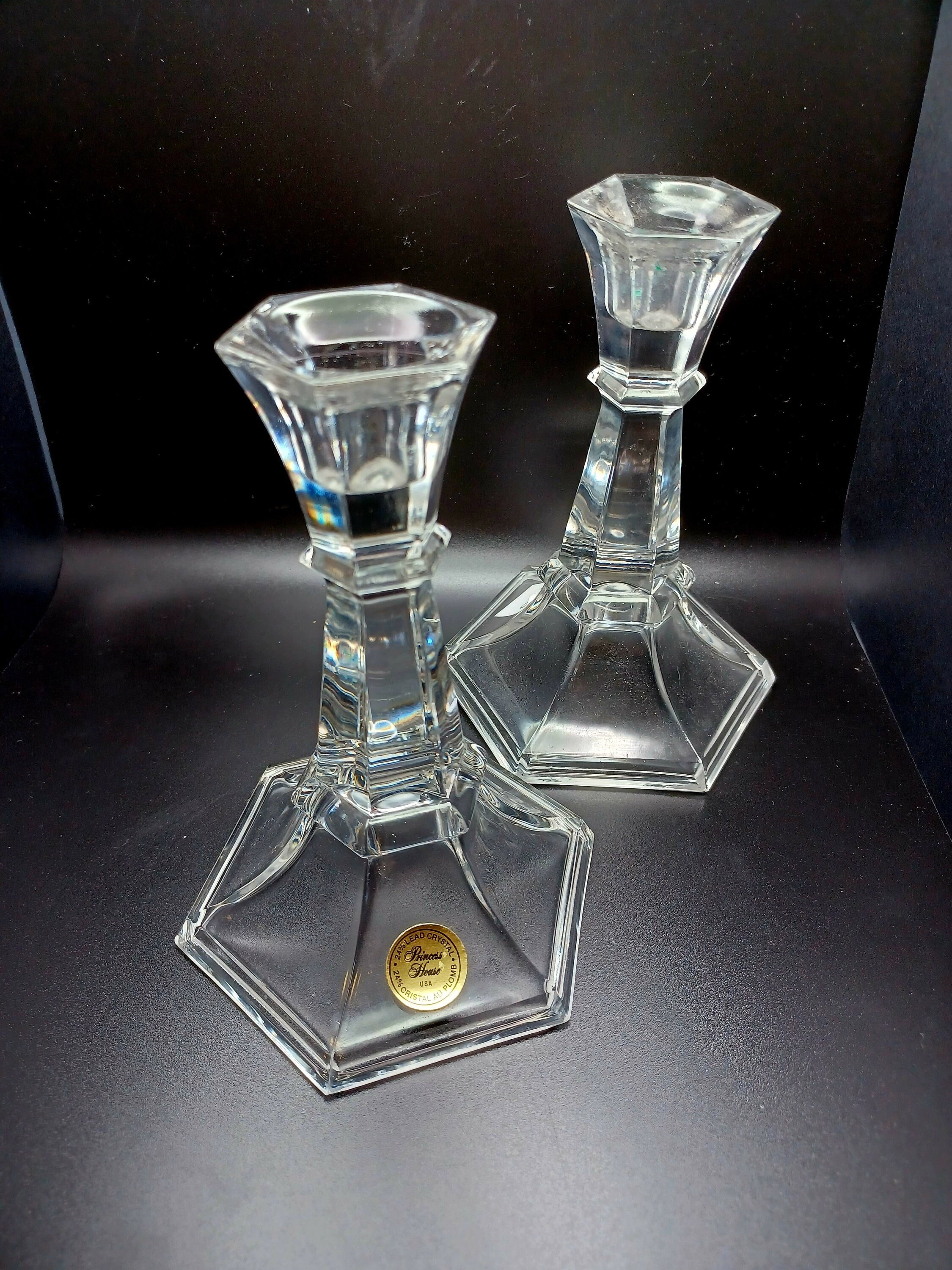 Set of 2 Lead Crystal Candle Holders - Etsy