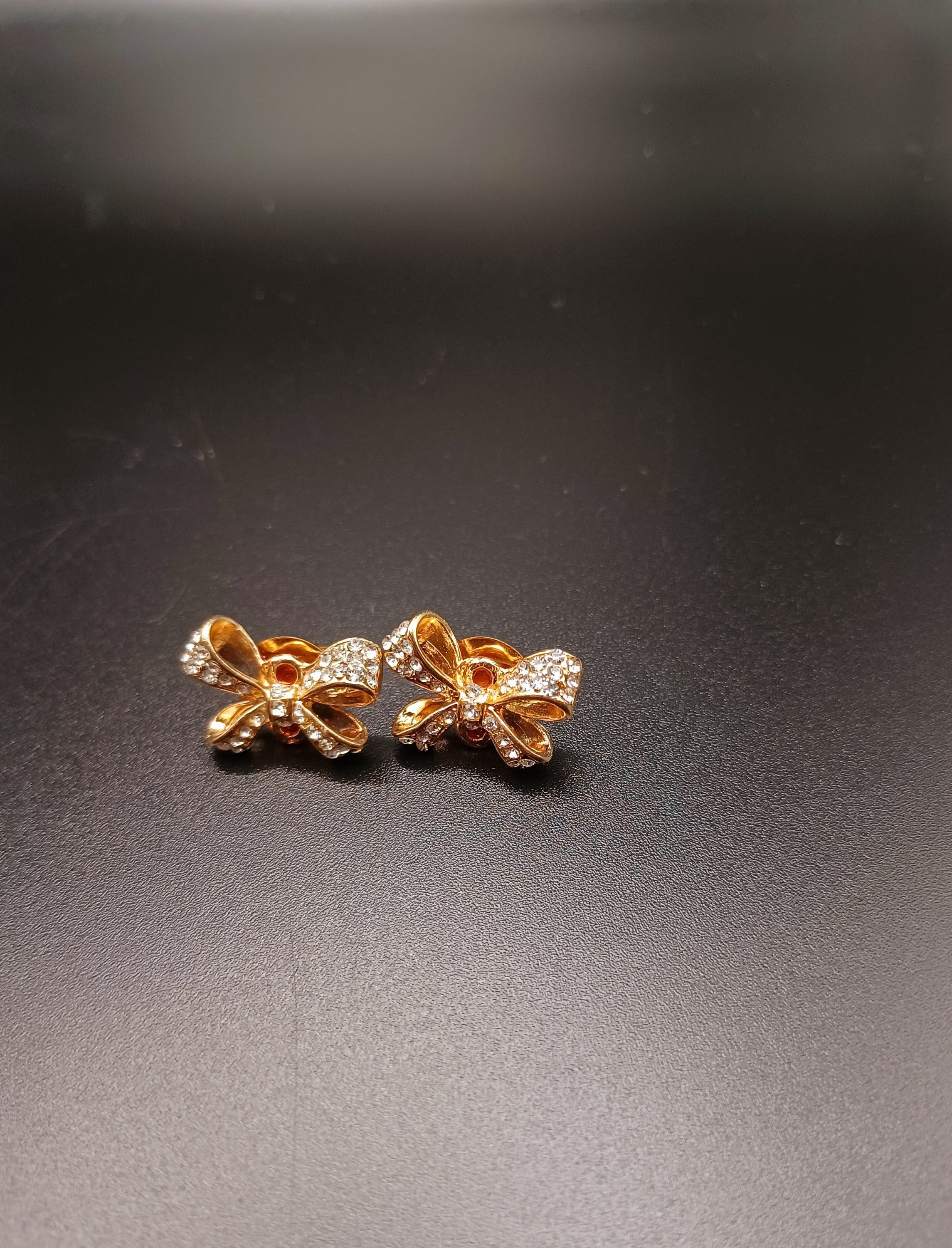 TORTOISE☆[Silver925] Mysore Bow Earrings Rhinestone Bow Stud Earrings / Stud Earrings / Gold Earrings