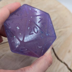 Purple D20 Charm Glow in the Dark Sparkle D20 Flatback TTRPG Gifts Accessories Nerd Gift Adorable Charm for Game Master