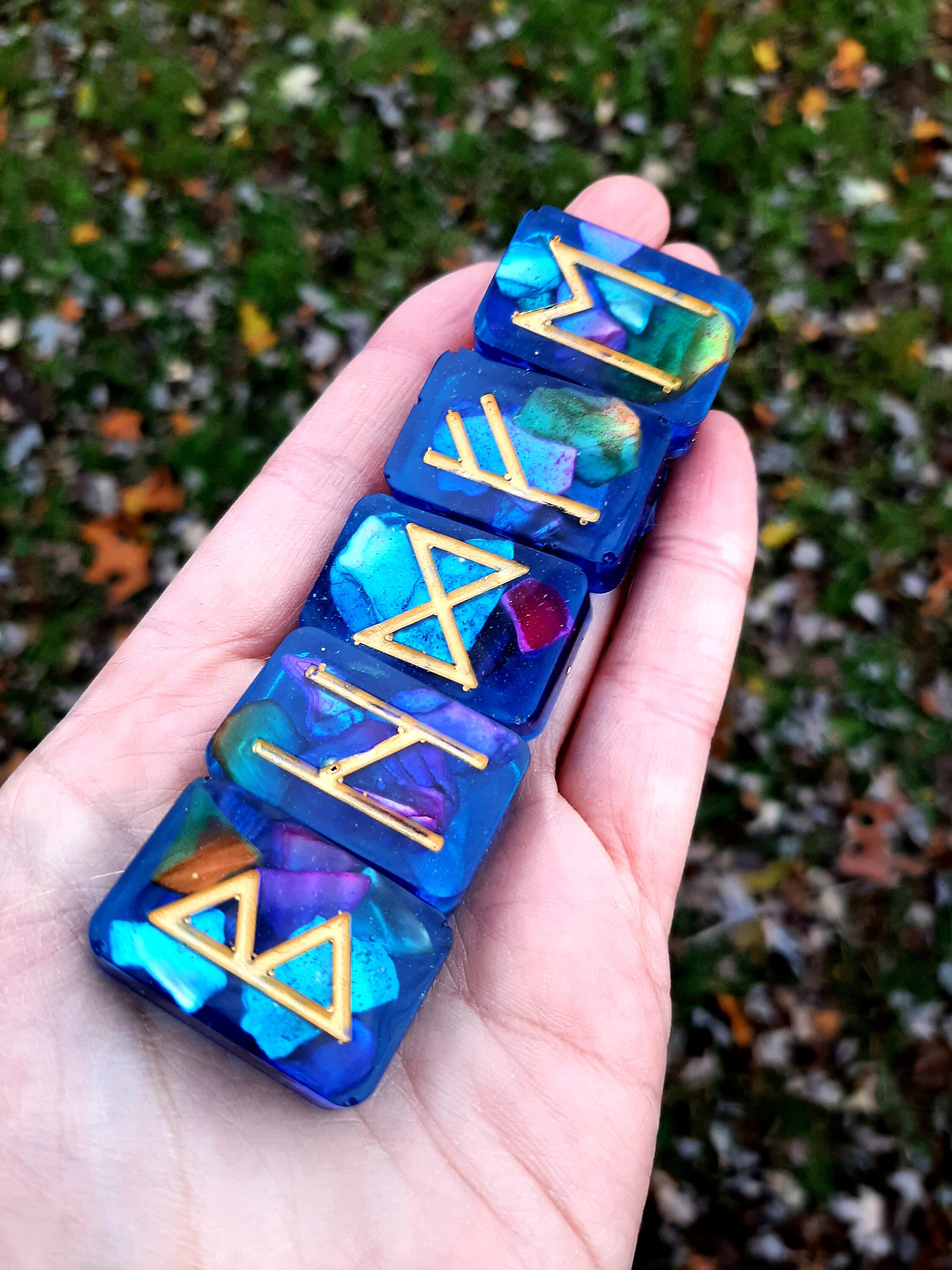 Iridescent Elder Futhark Resin Runes / Water Element / Holographic ...