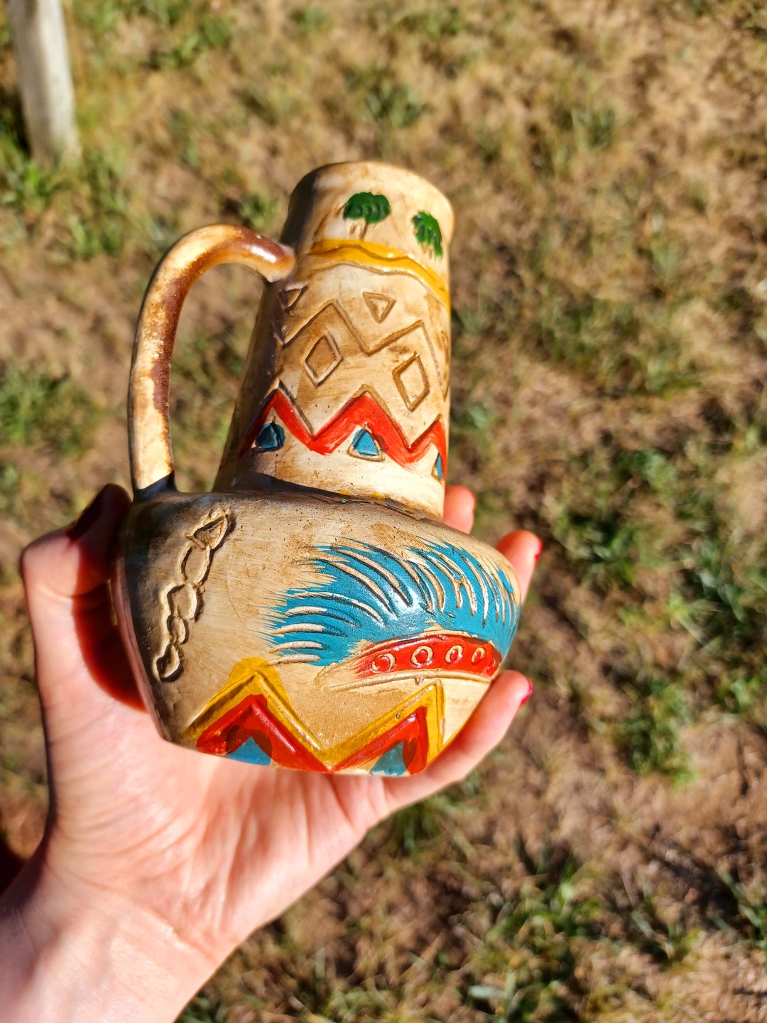 Southwesternstyle Vase / Vintage Southwest Vase / Handmade Etsy