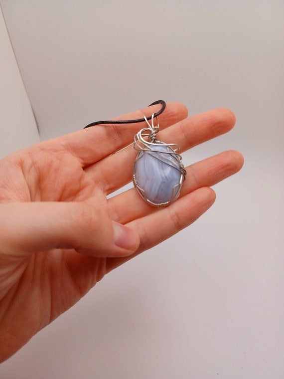 Pale Blue Wire-Wrapped Pendant / Wire Wrapped Baby