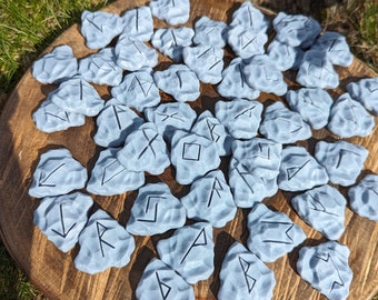 Rock Runes Elder Futhark Runes Resin Runes Hand Crafted Norse Pagan Elder Futhark Divination Stone Witch Gifts Divination Set Spooky Viking