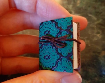 Mini Leather Book Necklace: Floral Spellbook, Book Lover Gift