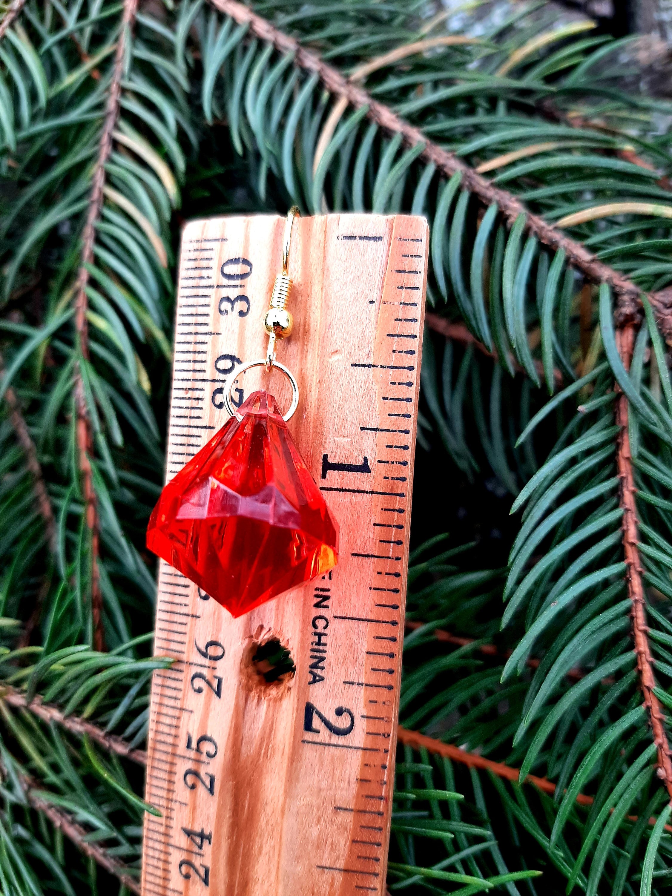 Sparkling Red Crystal Gem Earrings and Necklace Set Christmas