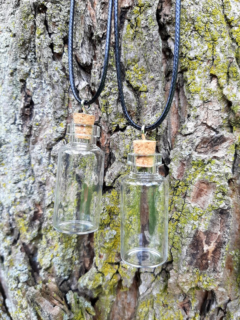 Empty Vial Necklace / Glass Bottle Necklace / Mini Glass Jar / Etsy