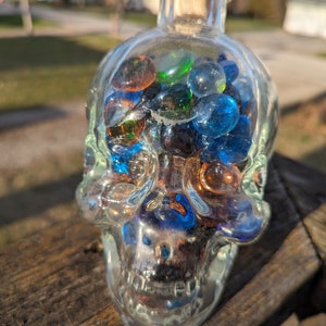 Vintage Skull Glass Bottle Goth Decor Momento Mori