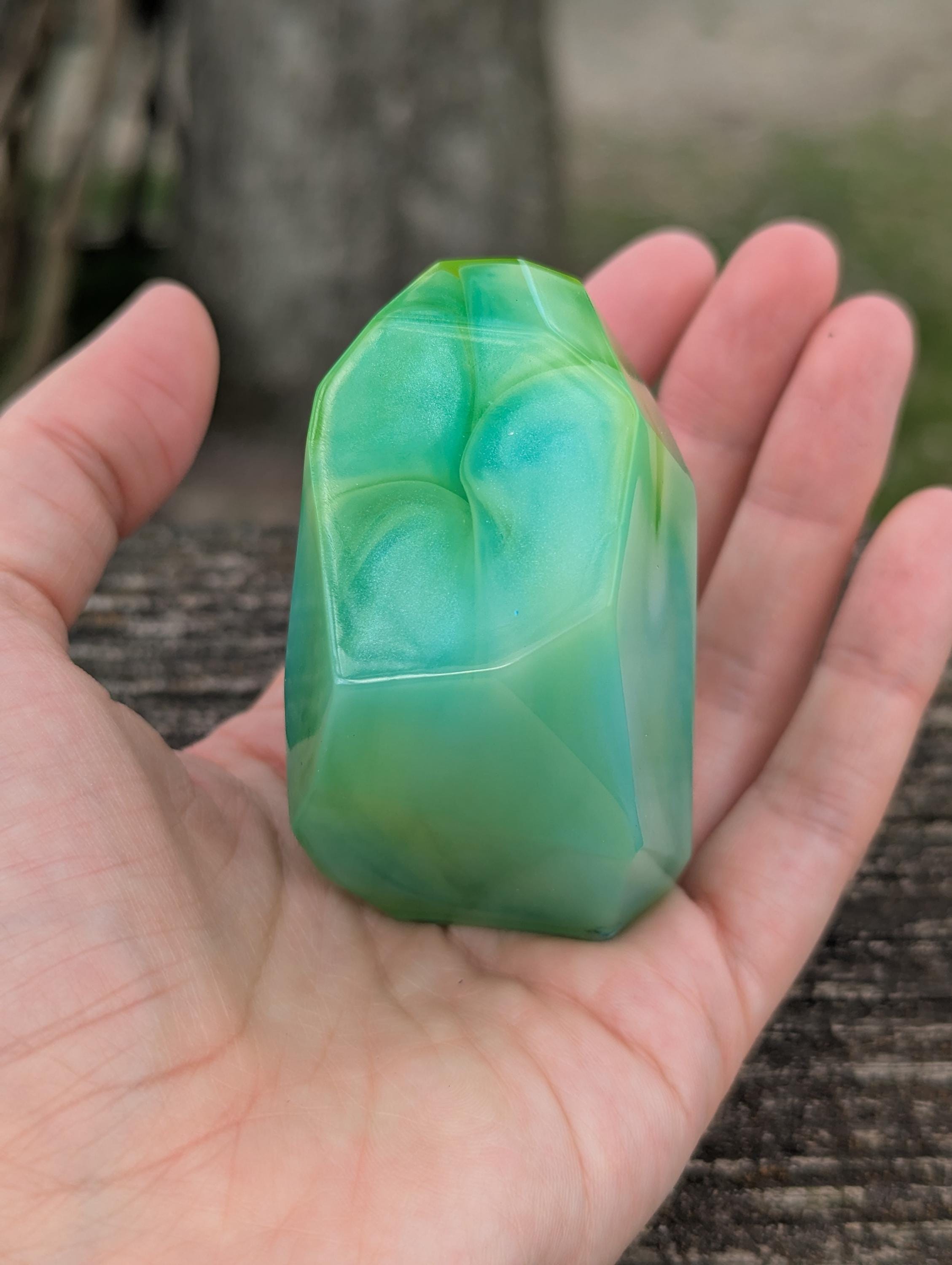 Milky Swirl Gem One of A Kind Resin Crystal Staff Topper Wind