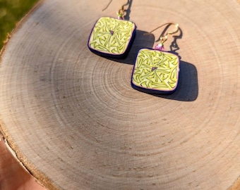 Square Limey Polymer Earrings