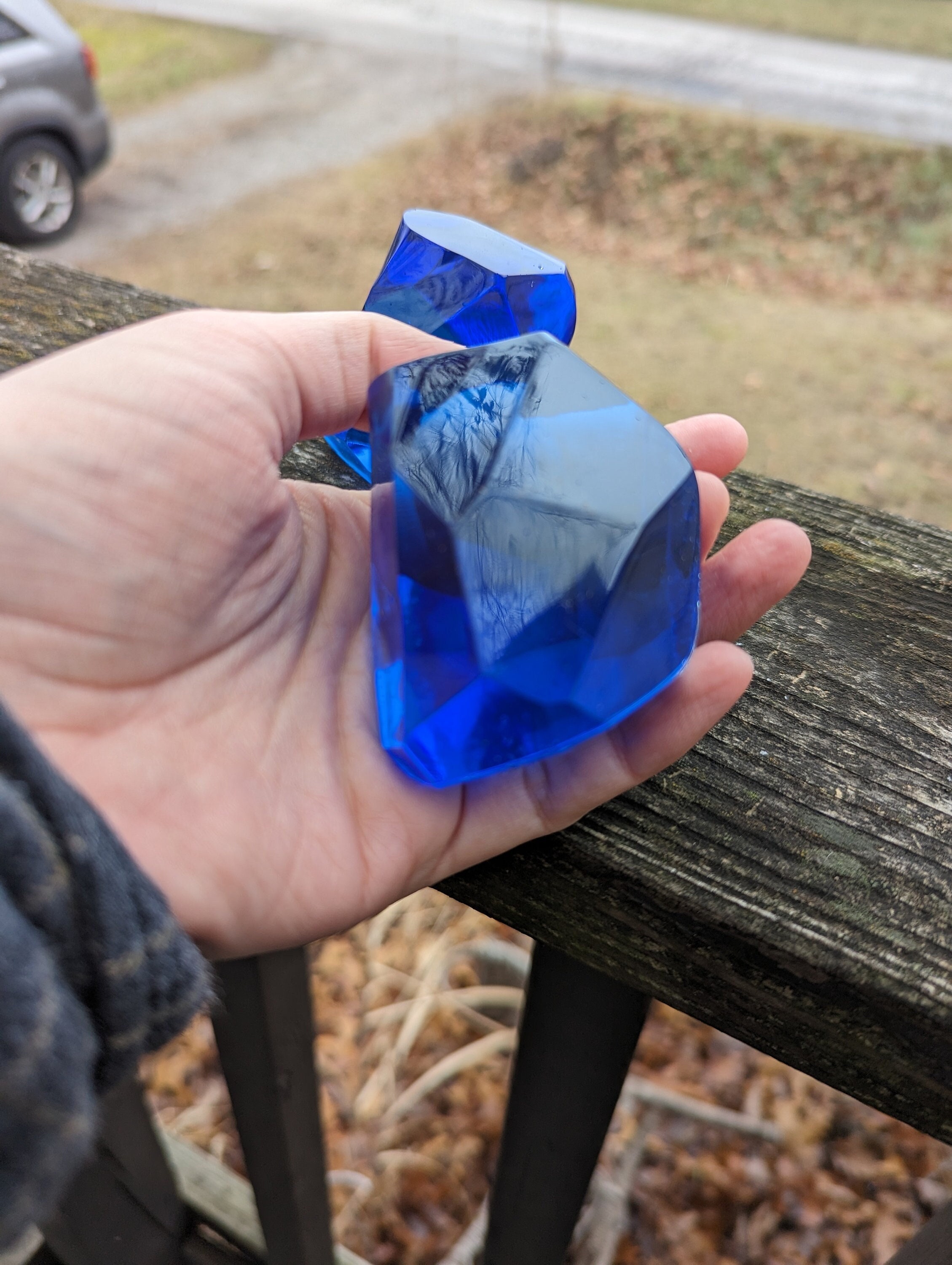 Deep Blue Resin Crystal Sapphire Blue Gem Wizard Staff Topper