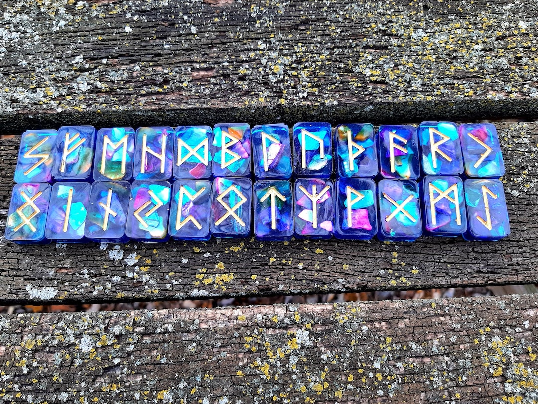Iridescent Elder Futhark Resin Runes / Water Element / Holographic ...
