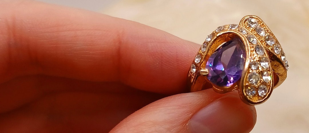 Deep Purple Ring / Vintage Ring / Art Deco Ring / Unique Purple Ring ...
