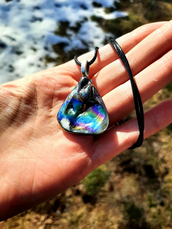 Rainbow Shell Pendant Paua Iridescent Shell Necklace Abalone Necklace Gift for Her Mermaid Shell Necklace Etsy UK
