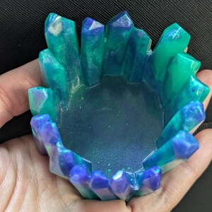 Mystic Resin Ring Holder: Blue Purple Crystal Edge Catch-All Option 2