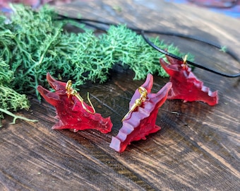 Fire Dragon Necklace Set Red Dragon Earrings and Necklace Gifts for Her Unique Jewelry Christmas Set Handmade Dragon Earrings Fantasy Gift