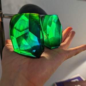 Magic Black Green Blue Swirl Resin Crystal Green Crystal Blue Crystal Resin Crystal Staff Topper Resin Crystal Light Up Green Blue Gem