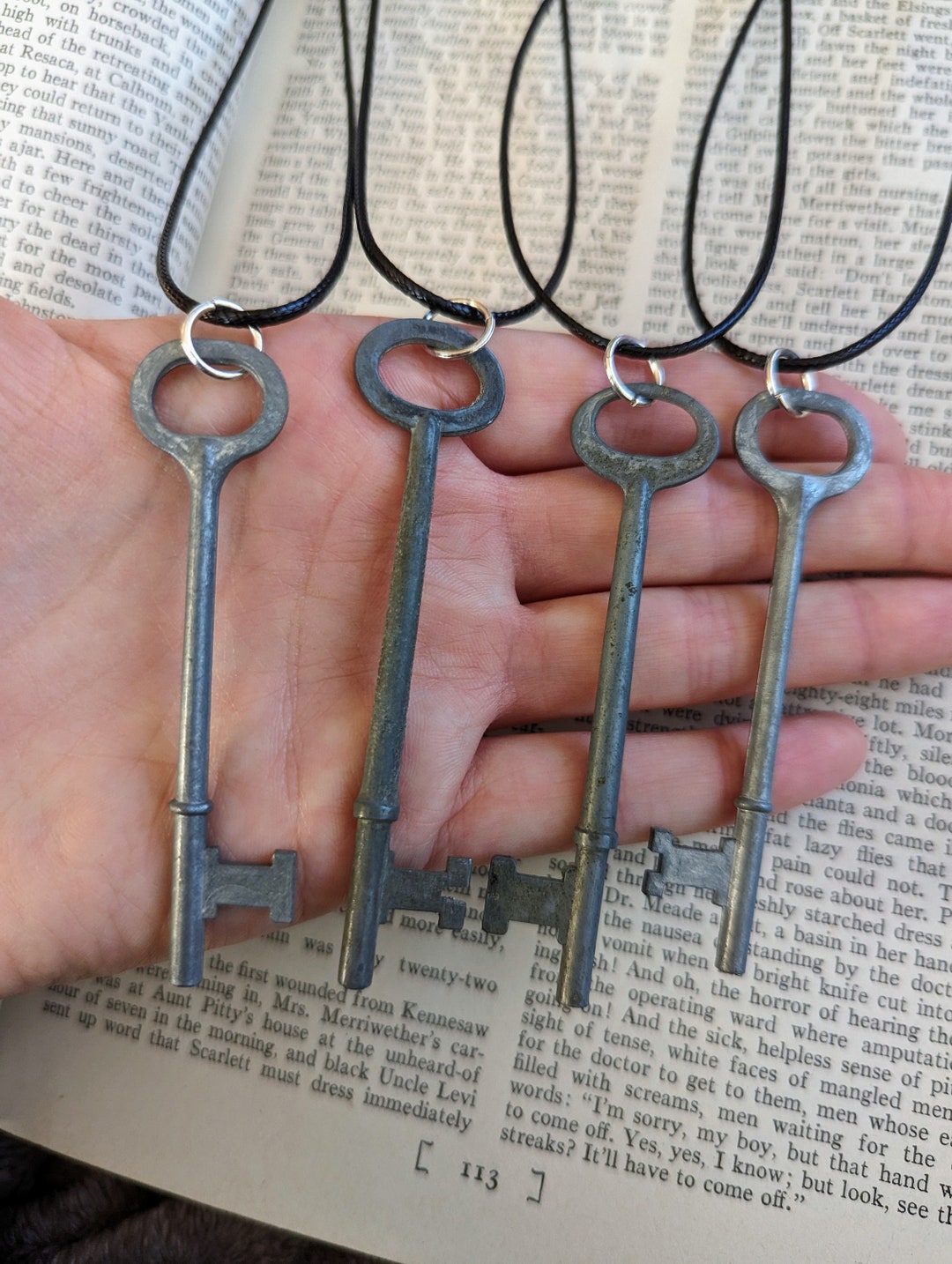 Pewter Skeleton Key Necklace Choose One Antiqued Skeleton Key Hecate