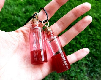 Blood Vial Couples Pendant / Blood Vial Necklace / Blood Vial Pendant Kit / Blood Gifts / Til Death Do Us Part